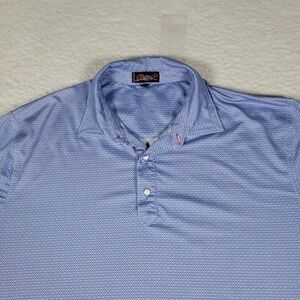 Rafter C Polo Shirt Men Large Blue Geometric Print Short Sleeve Stretch Western